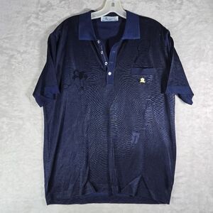 Montagut Paris Polo Shirt Size 7 Navy Blue Short Sleeve Tennis Player Front Pock